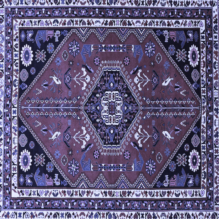 Square Machine Washable Medallion Blue Traditional Rug, wshtr3510blu