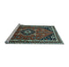 Sideview of Machine Washable Medallion Light Blue Traditional Rug, wshtr3510lblu