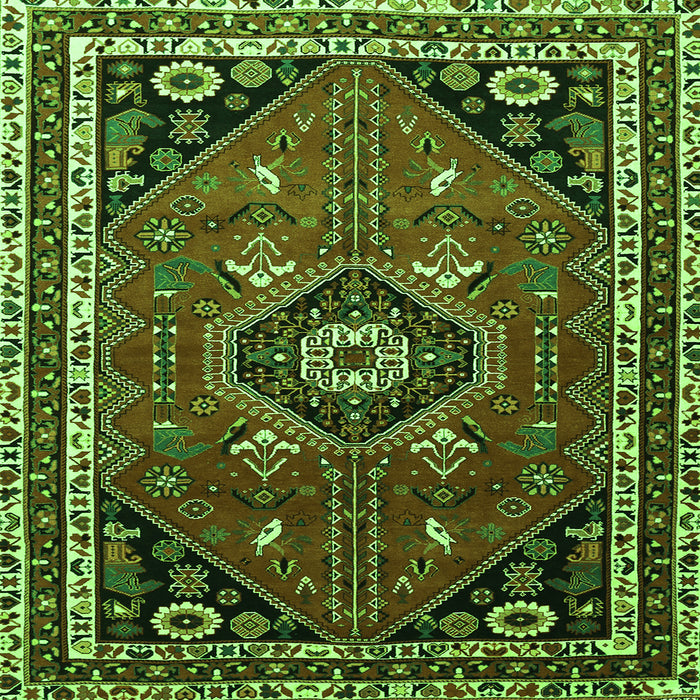 Serging Thickness of Medallion Green Traditional Rug, tr3510grn