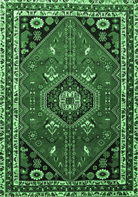 Medallion Emerald Green Traditional Rug, tr3510emgrn