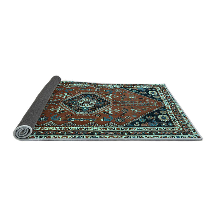 Sideview of Medallion Light Blue Traditional Rug, tr3510lblu
