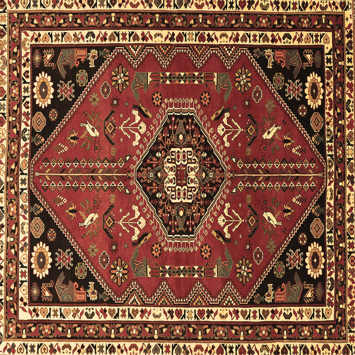 Square Machine Washable Medallion Brown Traditional Rug, wshtr3510brn