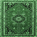 Square Machine Washable Medallion Emerald Green Traditional Area Rugs, wshtr3510emgrn