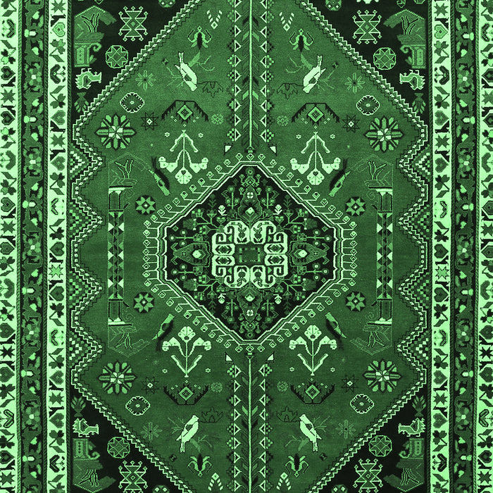 Machine Washable Medallion Emerald Green Traditional Area Rugs, wshtr3510emgrn