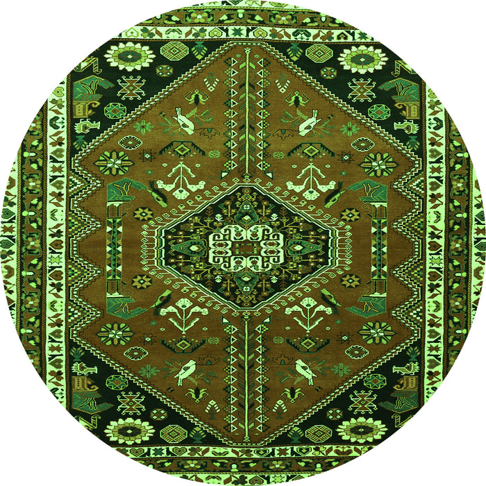 Machine Washable Medallion Green Traditional Area Rugs, wshtr3510grn