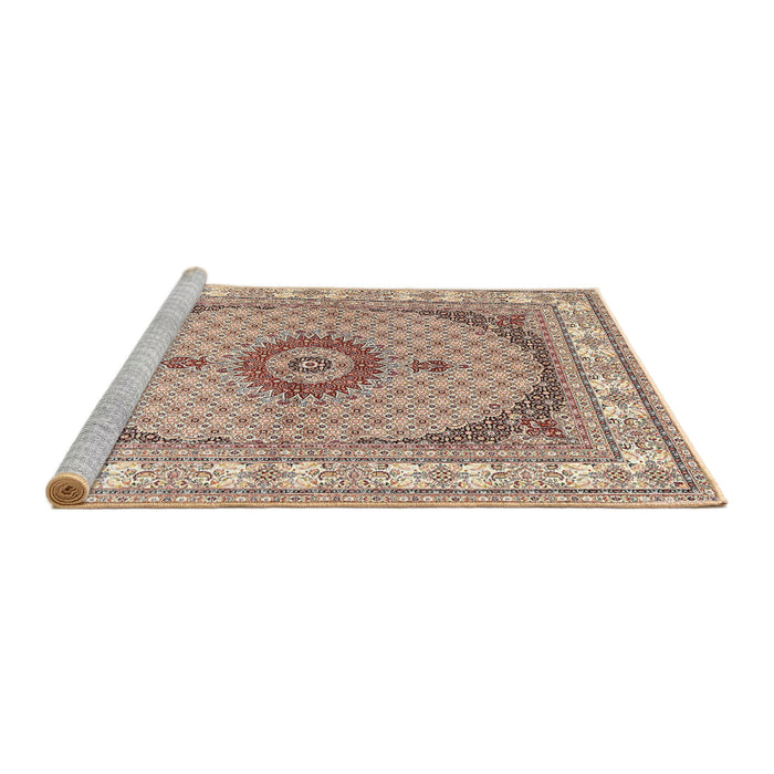 Sideview of Machine Washable Traditional Deep Peach Orange Rug, wshtr3511