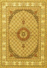 Medallion Yellow Traditional Rug, tr3511yw