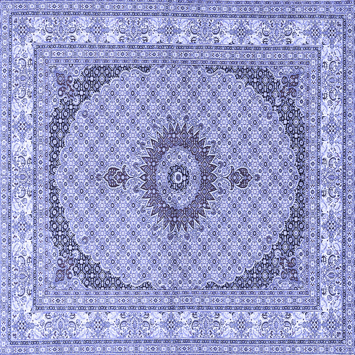 Square Machine Washable Medallion Blue Traditional Rug, wshtr3511blu
