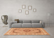 Machine Washable Medallion Orange Traditional Area Rugs in a Living Room, wshtr3511org