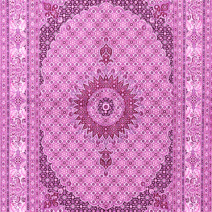 Machine Washable Medallion Pink Traditional Rug, wshtr3511pnk