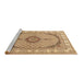 Sideview of Machine Washable Medallion Brown Traditional Rug, wshtr3511brn