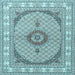 Square Medallion Light Blue Traditional Rug, tr3511lblu