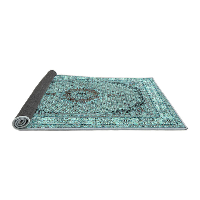 Sideview of Medallion Light Blue Traditional Rug, tr3511lblu