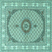 Square Medallion Turquoise Traditional Rug, tr3511turq