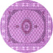 Round Medallion Purple Traditional Rug, tr3511pur