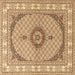 Square Machine Washable Medallion Brown Traditional Rug, wshtr3511brn