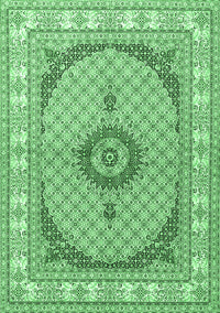 Medallion Emerald Green Traditional Rug, tr3511emgrn