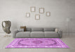 Machine Washable Medallion Purple Traditional Area Rugs in a Living Room, wshtr3511pur