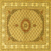 Square Medallion Yellow Traditional Rug, tr3511yw