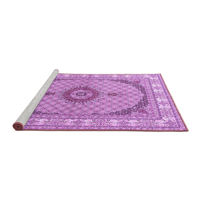 Sideview of Machine Washable Medallion Purple Traditional Area Rugs, wshtr3511pur