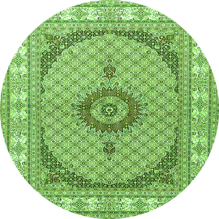 Square Medallion Green Traditional Rug, tr3511grn