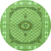 Square Medallion Green Traditional Rug, tr3511grn