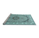 Sideview of Machine Washable Medallion Light Blue Traditional Rug, wshtr3511lblu