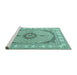 Sideview of Machine Washable Medallion Turquoise Traditional Area Rugs, wshtr3511turq