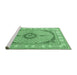 Sideview of Machine Washable Medallion Emerald Green Traditional Area Rugs, wshtr3511emgrn