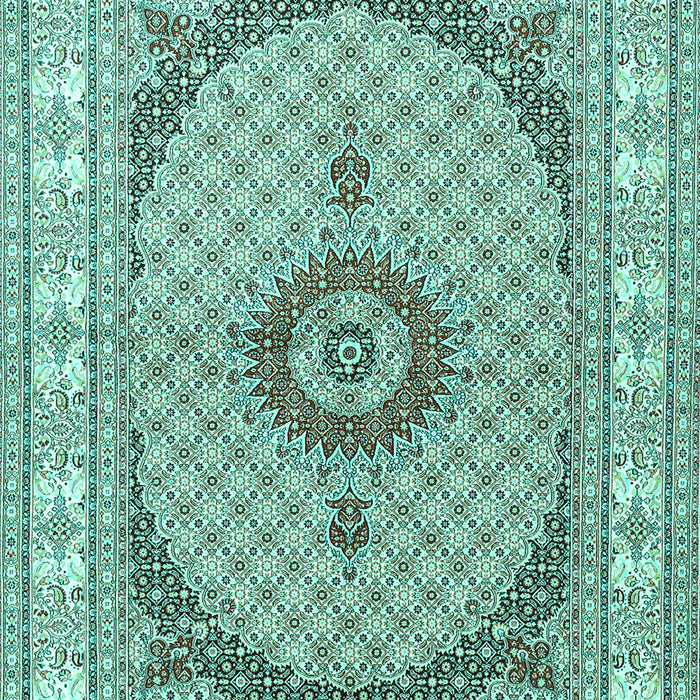 Machine Washable Medallion Turquoise Traditional Area Rugs, wshtr3511turq