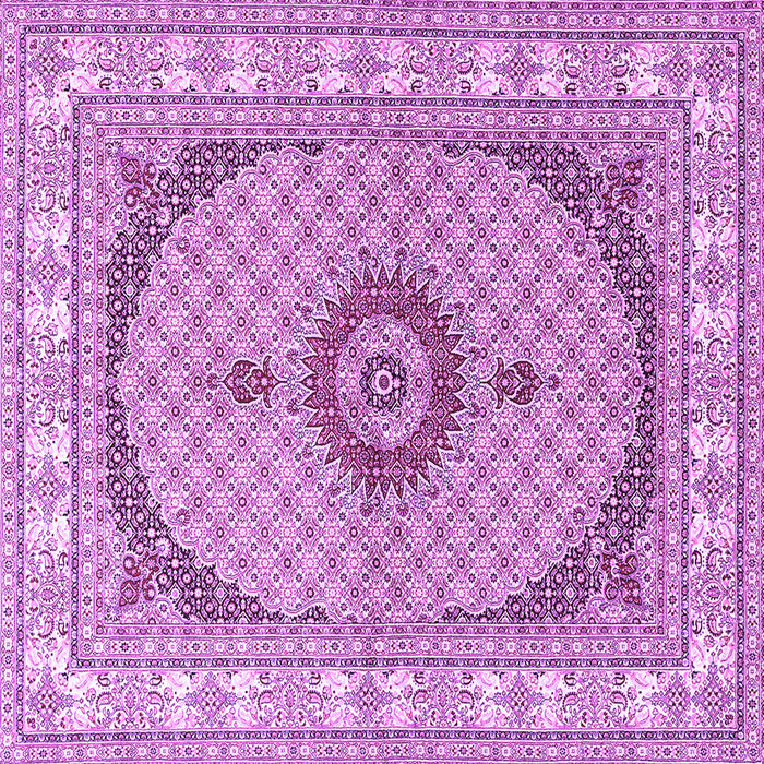 Square Machine Washable Medallion Purple Traditional Area Rugs, wshtr3511pur