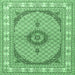 Square Medallion Emerald Green Traditional Rug, tr3511emgrn