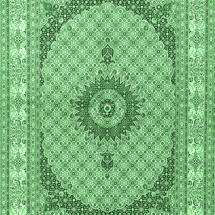Machine Washable Medallion Emerald Green Traditional Area Rugs, wshtr3511emgrn