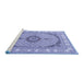 Sideview of Machine Washable Medallion Blue Traditional Rug, wshtr3511blu