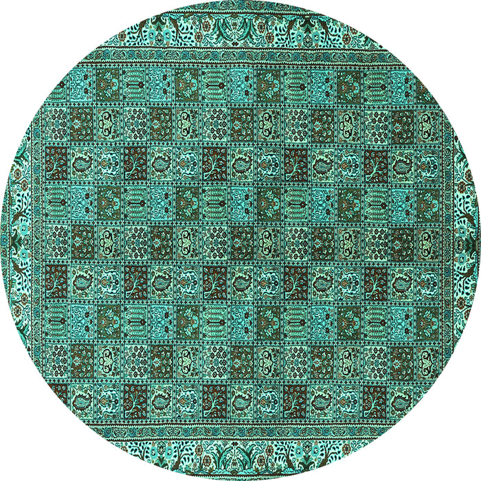 Round Persian Turquoise Traditional Rug, tr3512turq