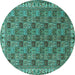 Round Persian Turquoise Traditional Rug, tr3512turq