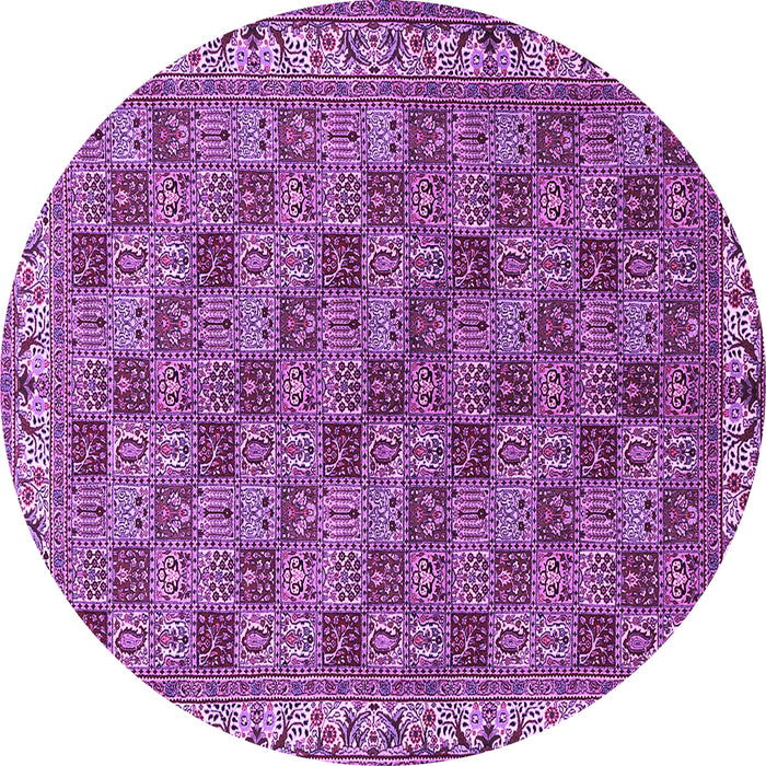 Round Persian Purple Traditional Rug, tr3512pur