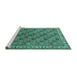 Sideview of Machine Washable Persian Turquoise Traditional Area Rugs, wshtr3512turq