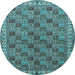 Round Machine Washable Persian Light Blue Traditional Rug, wshtr3512lblu