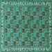 Square Machine Washable Persian Turquoise Traditional Area Rugs, wshtr3512turq