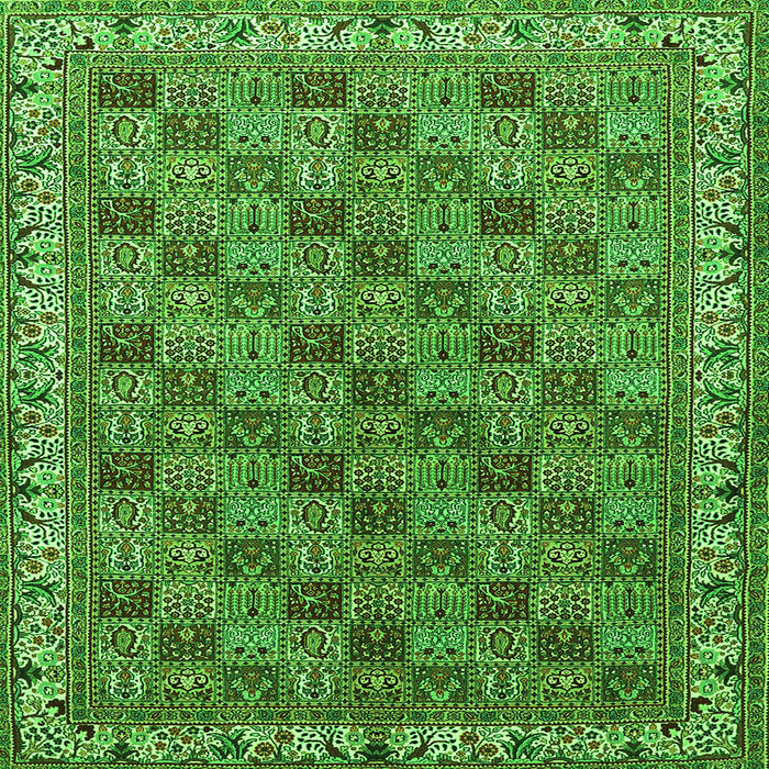 Round Machine Washable Persian Green Traditional Area Rugs, wshtr3512grn