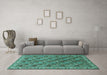 Machine Washable Persian Turquoise Traditional Area Rugs in a Living Room,, wshtr3512turq