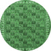 Round Machine Washable Persian Emerald Green Traditional Area Rugs, wshtr3512emgrn