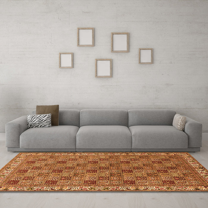 Machine Washable Persian Orange Traditional Area Rugs in a Living Room, wshtr3512org