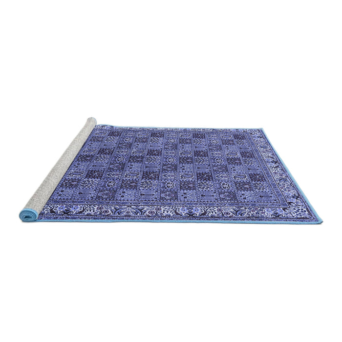 Sideview of Machine Washable Persian Blue Traditional Rug, wshtr3512blu