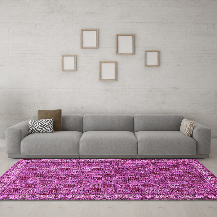 Machine Washable Persian Pink Traditional Rug in a Living Room, wshtr3512pnk