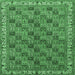 Square Machine Washable Persian Emerald Green Traditional Area Rugs, wshtr3512emgrn