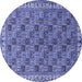 Round Machine Washable Persian Blue Traditional Rug, wshtr3512blu