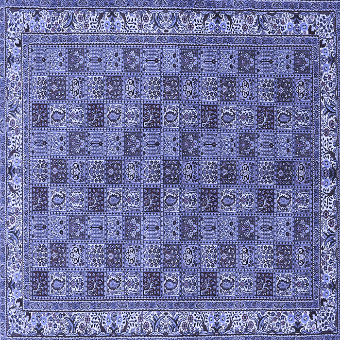 Square Machine Washable Persian Blue Traditional Rug, wshtr3512blu