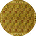 Round Persian Yellow Traditional Rug, tr3512yw